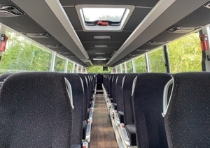 The interior of a Mercedes-Benz coach