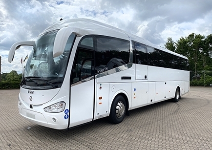 A white Irizar i6 pictured from the side